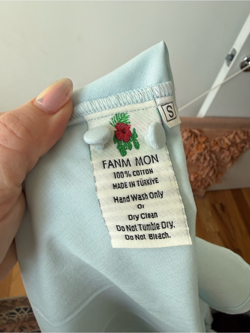 Fanm Mon Demre Kajou Collection Light Blue Floral Embroidered Ruffle Dress S NWT - Picture 7 of 8